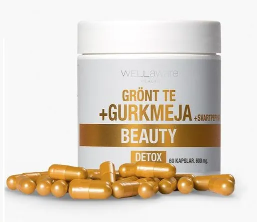 Maisto papildas WELLaware GREEN TEA + TURMERIC 60 kaps.